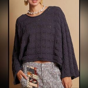 POL Textured Navy Sweater